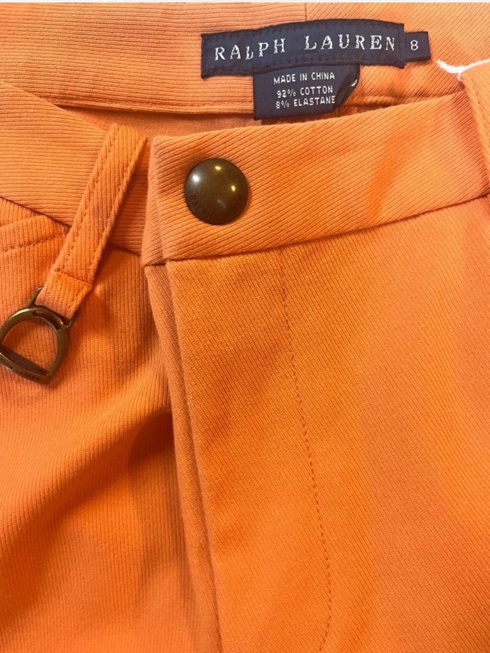 NWOT Ralph Lauren Equestrian Riding Pants Breeches Orange Suede Patch 8 - Picture 2 of 5